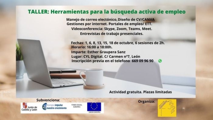 taller de HERRAMIENTAS PARA LA BÚSQUEDA ACTIVA DE EMPLEO organizado por A. L. Simone de Beauvoir OCTUBRE